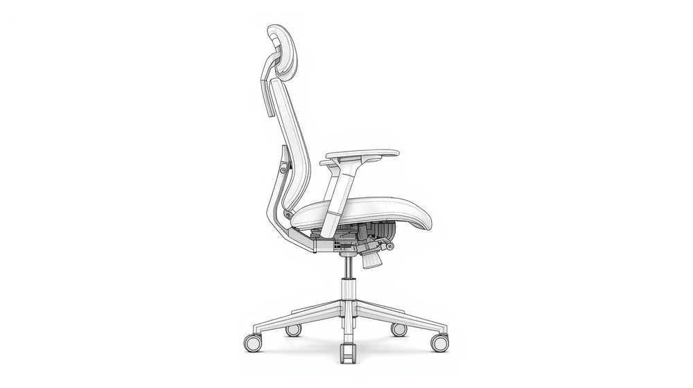 Outline of an office chair on a white background