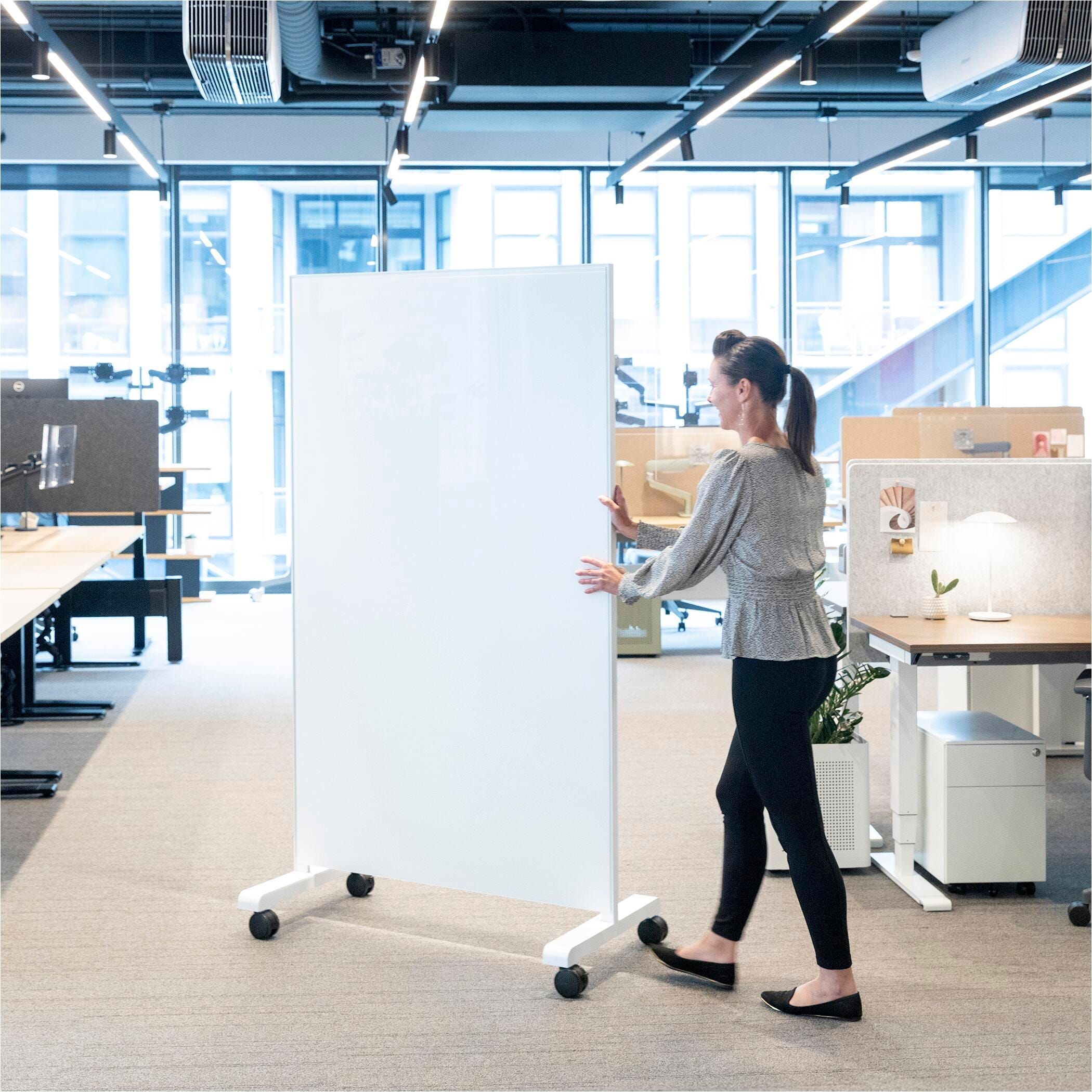 eM Premium Mobile Double-Sided Glass Whiteboard Whiteboards Fellowes 