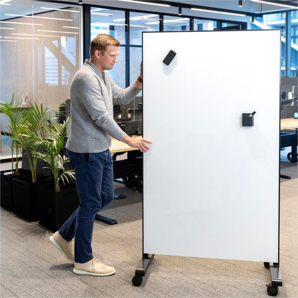 eM Premium Mobile Double-Sided Glass Whiteboard Whiteboards Fellowes 