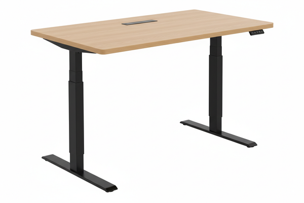 office height adjustable table product with white background