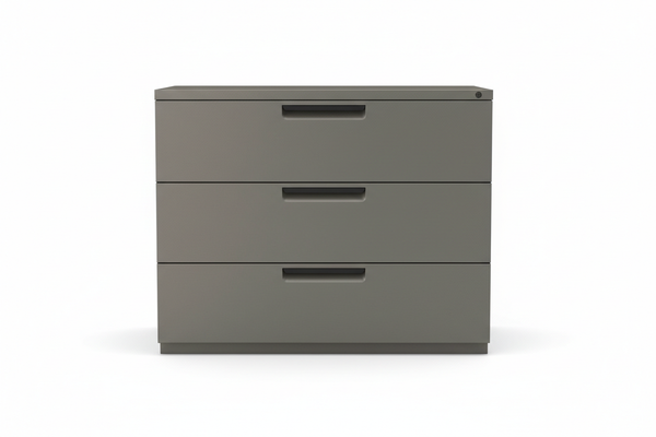 office lateral filing cabinet with white background