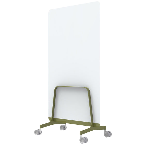 Q! Mobile Glass Whiteboard Room Divider Privacy Screen, Whiteboard Allseating 
