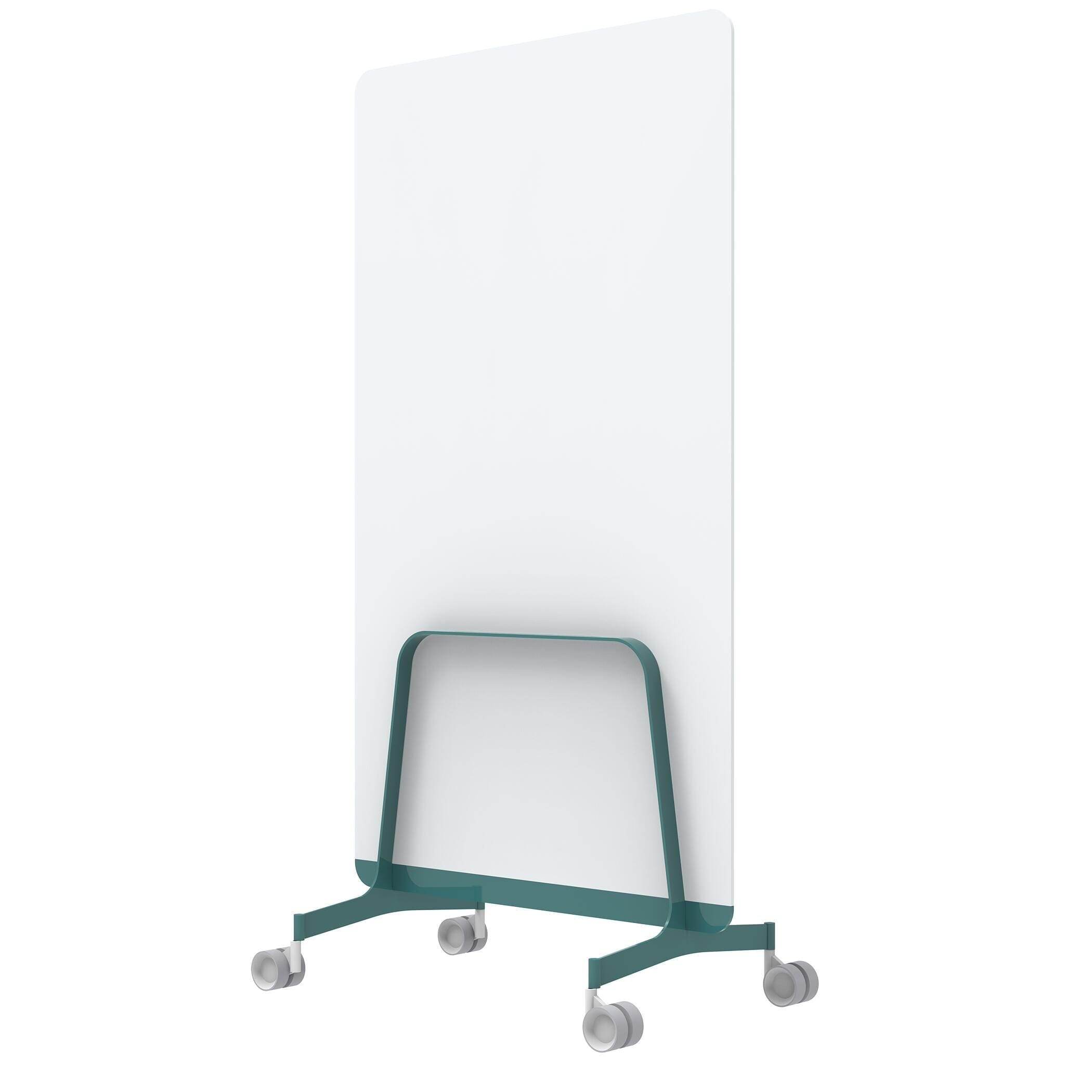 Q! Mobile Glass Whiteboard Room Divider Privacy Screen, Whiteboard Allseating 