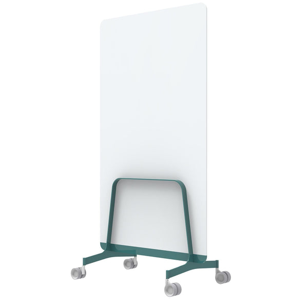 Q! Mobile Glass Whiteboard Room Divider Privacy Screen, Whiteboard Allseating 