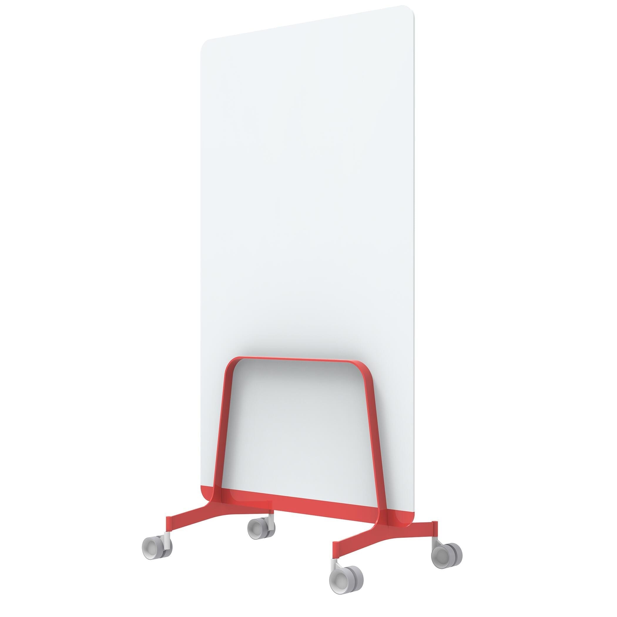 Q! Mobile Glass Whiteboard Room Divider Privacy Screen, Whiteboard Allseating 