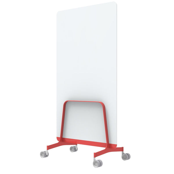 Q! Mobile Glass Whiteboard Room Divider Privacy Screen, Whiteboard Allseating 