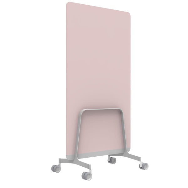 Q! Mobile Glass Whiteboard Room Divider Privacy Screen, Whiteboard Allseating 