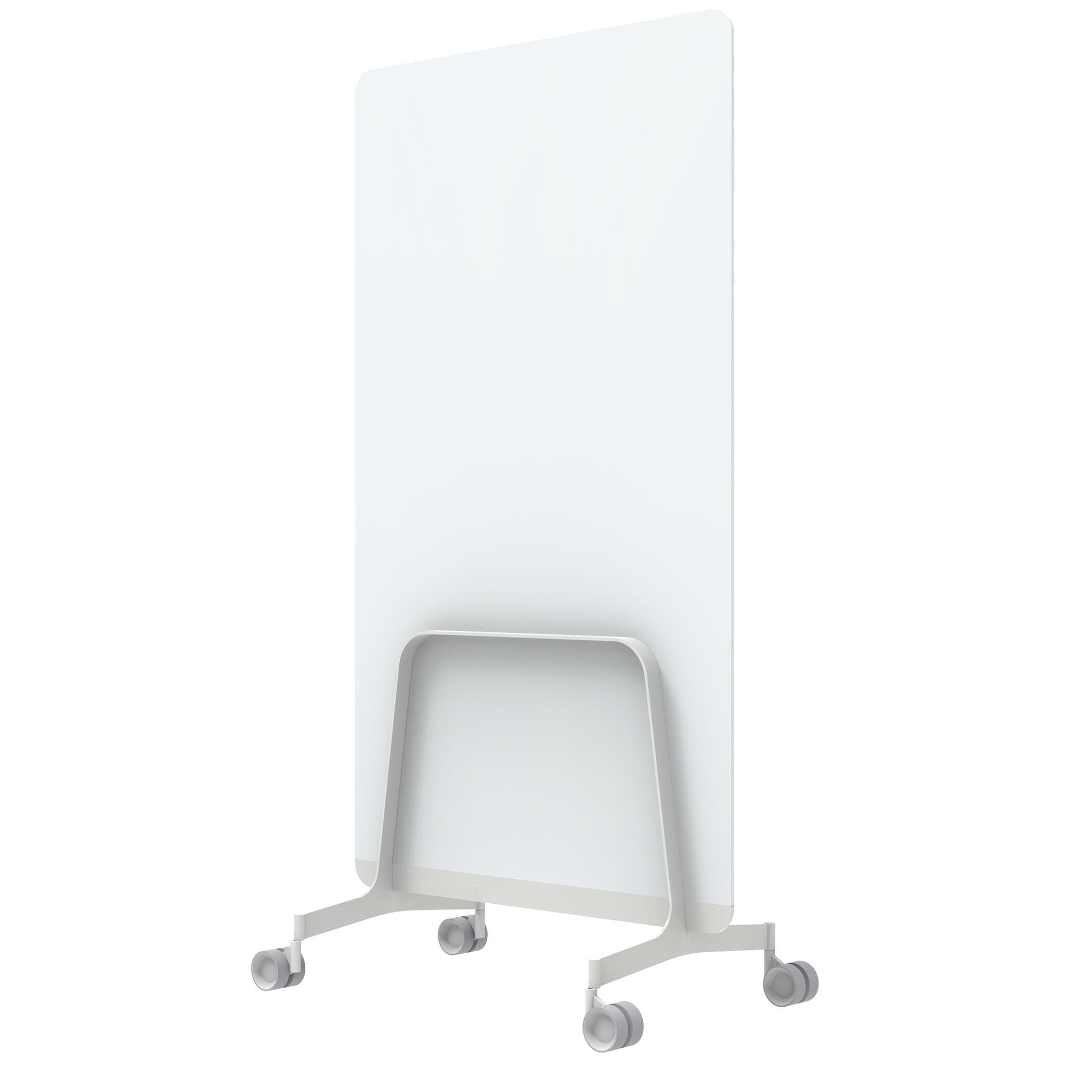 Q! Mobile Glass Whiteboard Room Divider Privacy Screen, Whiteboard Allseating 