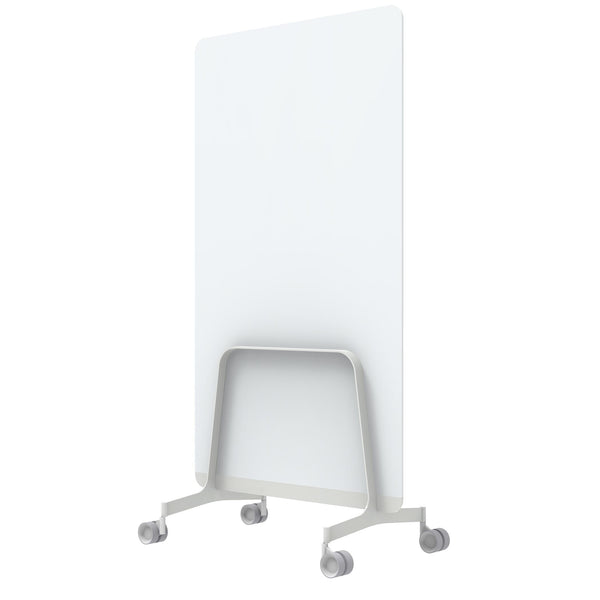 Q! Mobile Glass Whiteboard Room Divider Privacy Screen, Whiteboard Allseating 