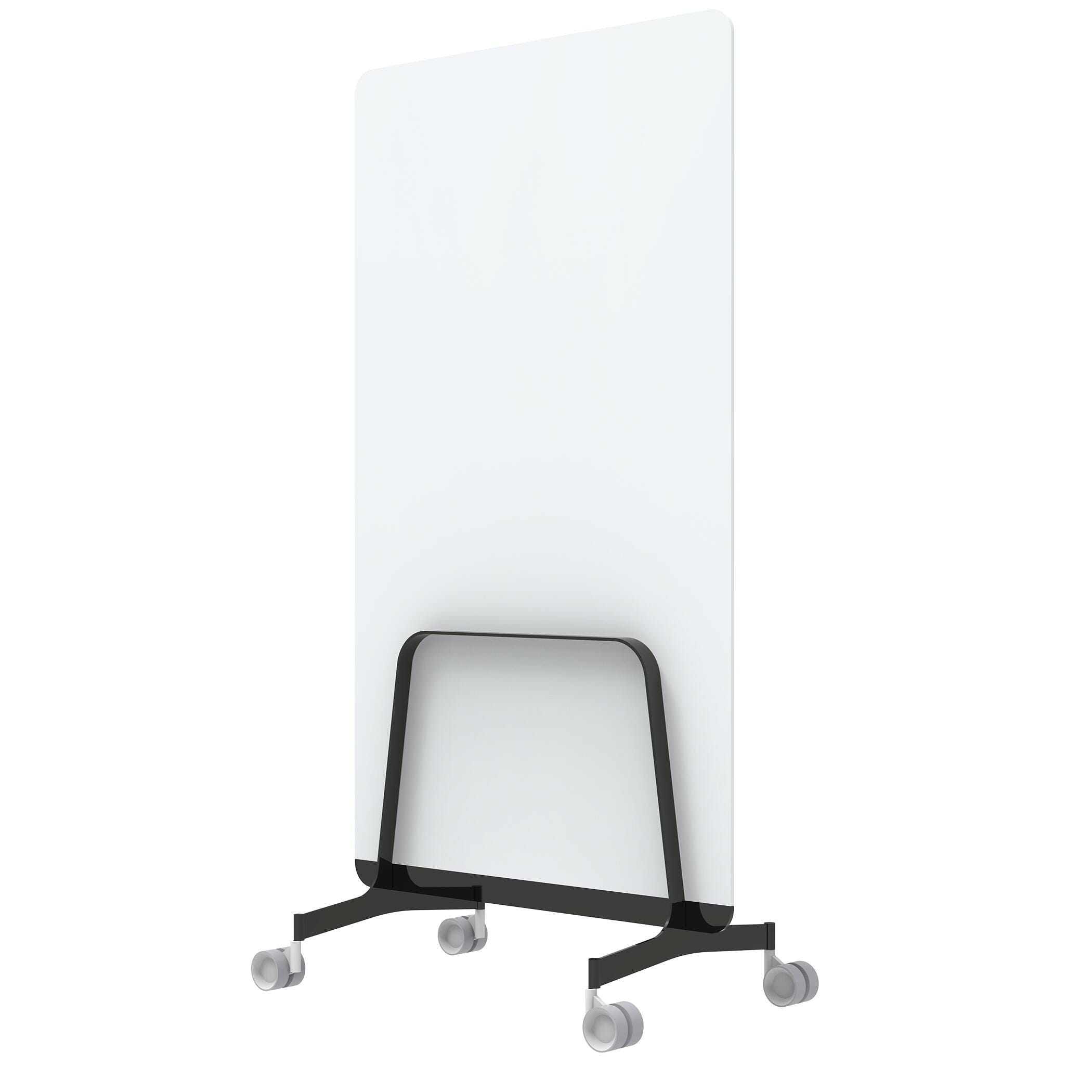Q! Mobile Glass Whiteboard Room Divider Privacy Screen, Whiteboard Allseating 