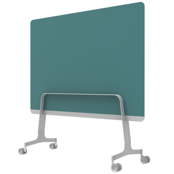 Q! Mobile Glass Whiteboard Room Divider Privacy Screen, Whiteboard Allseating 