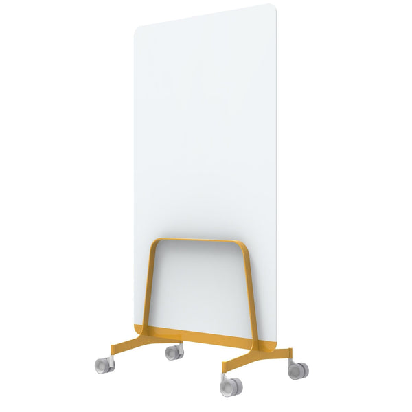 Q! Mobile Glass Whiteboard Room Divider Privacy Screen, Whiteboard Allseating 