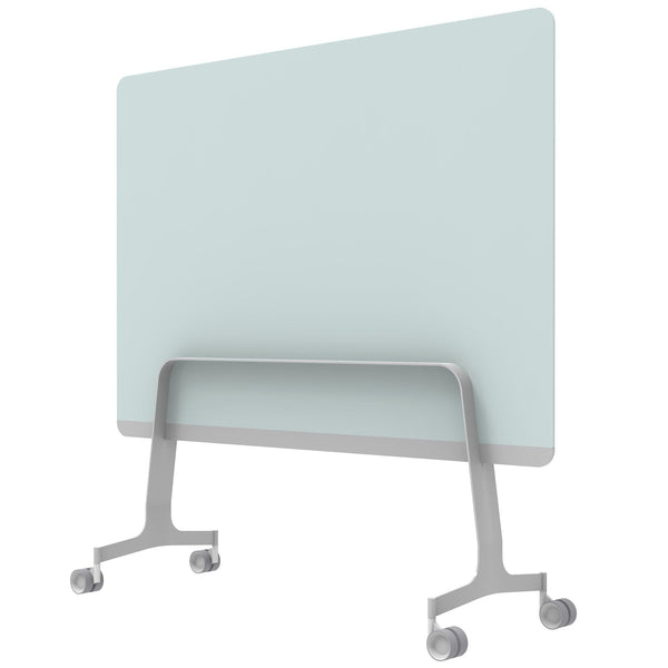 Q! Mobile Glass Whiteboard Room Divider Privacy Screen, Whiteboard Allseating 
