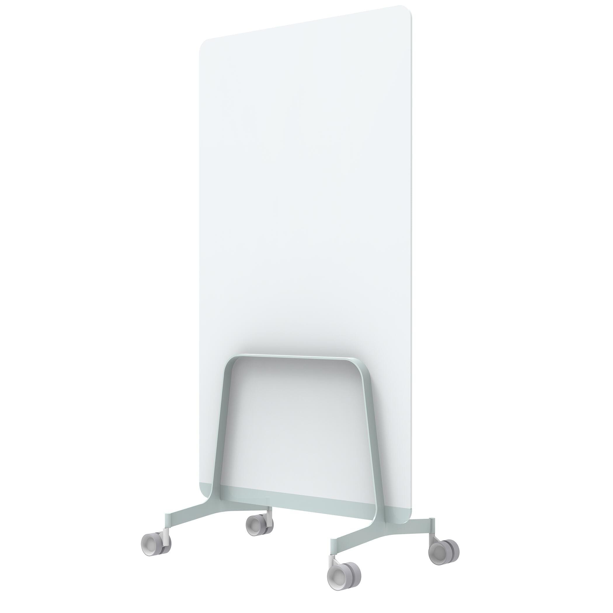 Q! Mobile Glass Whiteboard Room Divider Privacy Screen, Whiteboard Allseating 