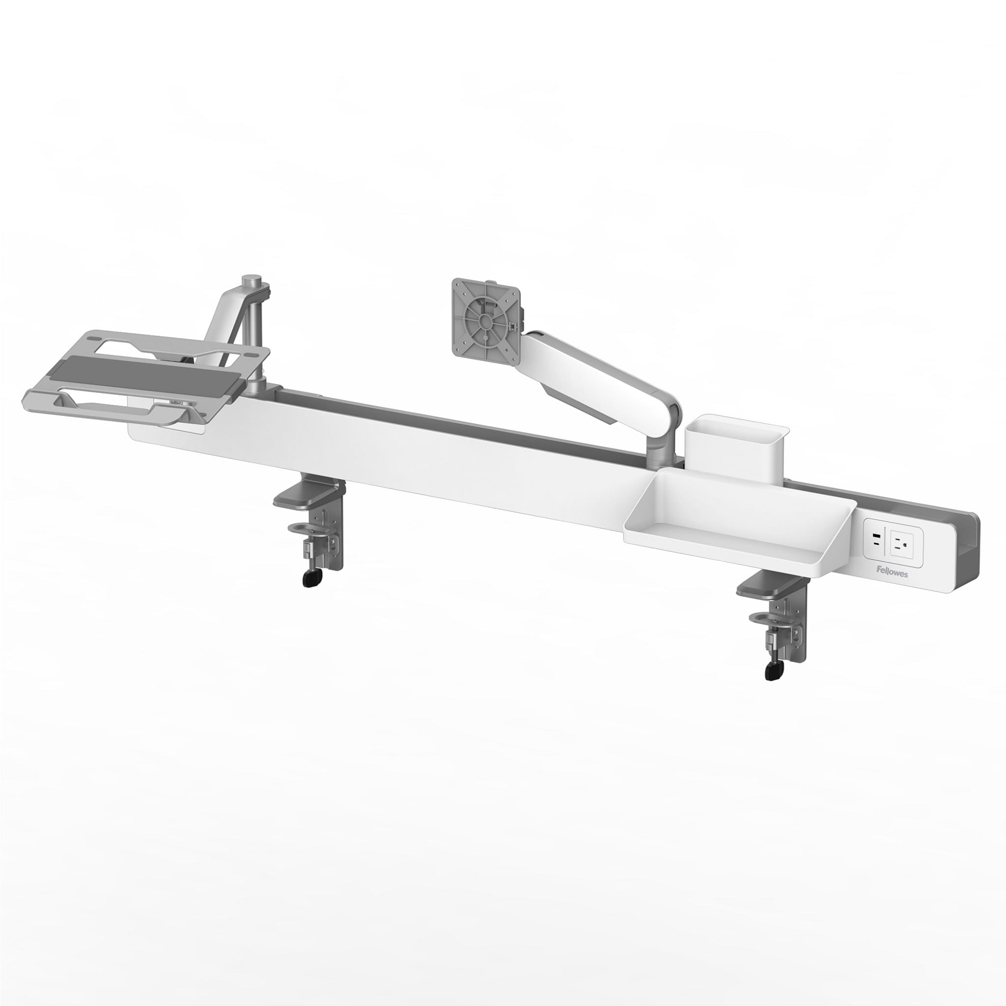 Rising Loft™ Rail System: Maximize Workspace. Minimize Clutter. Single Monitor Arm, Dual Monitor Arm Fellowes 