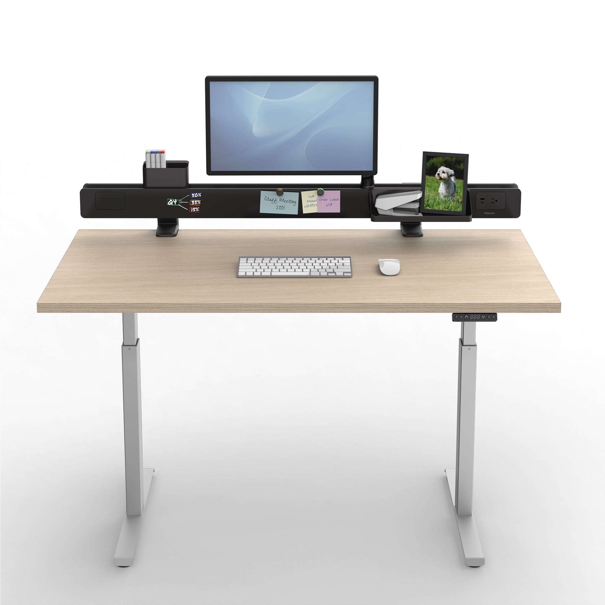 Rising Loft™ Rail System: Maximize Workspace. Minimize Clutter. Single Monitor Arm, Dual Monitor Arm Fellowes 