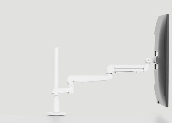 Monitor arm series labeled 'Evolve' on a light gray background