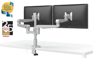 Evolve Series Dual Monitor Arm w/ Desk Clamp Dual Monitor Arm ESI Ergo Silver 