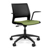 Lumin Light Task Chair | Two Arm Style Options | SitOnIt Light Task Chair, Conference Chair, Computer Chair, Teacher Chair, Meeting Chair SitOnIt Black Plastic Vinyl Color Moss 