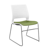 Lumin Wire Rod Guest Chair - Vinyl Seat Guest Chair, Cafe Chair, Stack Chair SitOnIt Arctic Plastic Vinyl Color Moss Frame Color Chrome