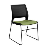Lumin Wire Rod Guest Chair - Vinyl Seat Guest Chair, Cafe Chair, Stack Chair SitOnIt Black Plastic Vinyl Color Moss Frame Color Black