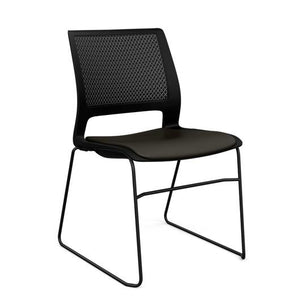 Lumin Wire Rod Guest Chair - Vinyl Seat Guest Chair, Cafe Chair, Stack Chair SitOnIt Black Plastic Vinyl Color Onyx Frame Color Black