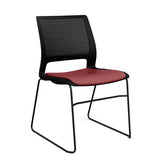 Lumin Wire Rod Guest Chair - Vinyl Seat Guest Chair, Cafe Chair, Stack Chair SitOnIt Black Plastic Vinyl Color Ruby Frame Color Black