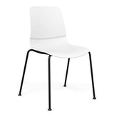 Mika Four Leg Plastic Shell Chair Guest Chair, Cafe Chair, Stack Chair SitOnIt Frame Color Black Shell Color White 
