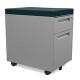 Mobile Pedestal With Cushion Top Mobile Pedestal SitOnIt Fabric Color Emerald Silver 
