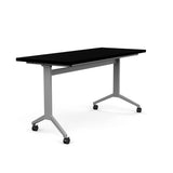 Ocala Flip Top Table Flip Top Table SitOnIt Laminate Color Black Frame Color Silver 