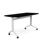Ocala Flip Top Table Flip Top Table SitOnIt Laminate Color Black Frame Color White 