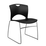 OnCall Wire Rod Stack Chair Guest Chair, Stack Chair SitOniT Black Plastic No Arms Frame Color Chrome