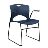 OnCall Wire Rod Stack Chair Guest Chair, Stack Chair SitOniT Navy Plastic Arms Black Frame
