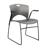 OnCall Wire Rod Stack Chair Guest Chair, Stack Chair SitOniT Slate Plastic Arms Black Frame