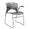 OnCall Wire Rod Stack Chair Guest Chair, Stack Chair SitOniT Slate Plastic Arms Frame Color Chrome