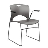 OnCall Wire Rod Stack Chair Guest Chair, Stack Chair SitOniT Slate Plastic Arms Frame Color Chrome