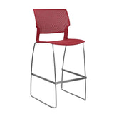 Orbix Wire Rod Stool by SitOnIt | Plastic Shell, Armless Stools SitOnIt Frame Color Chrome Plastic Color Red 