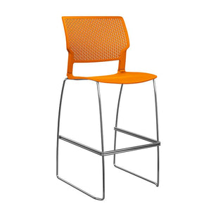 Orbix Wire Rod Stool by SitOnIt | Plastic Shell, Armless Stools SitOnIt Frame Color Chrome Plastic Color Tangerine 