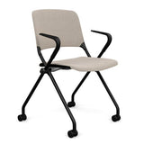 Qwiz Nester Chair Nesting Chairs SitOnIt Fabric Color Fleece Black Frame Fixed Arms