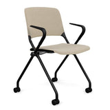 Qwiz Nester Chair Nesting Chairs SitOnIt Fabric Color Natural Black Frame Fixed Arms