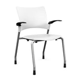 Relay Four Leg Chair Guest Chair, Cafe Chair, Stack Chair SitOnIt Arctic Plastic Silver Frame Fixed Arms