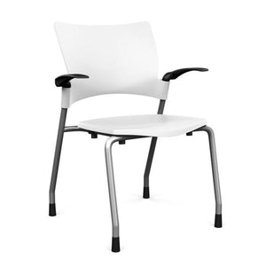 Relay Four Leg Chair Guest Chair, Cafe Chair, Stack Chair SitOnIt Arctic Plastic Silver Frame Fixed Arms