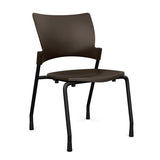 Relay Four Leg Chair Guest Chair, Cafe Chair, Stack Chair SitOnIt Chocolate Plastic Black Frame Armless