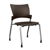 Relay Four Leg Chair Guest Chair, Cafe Chair, Stack Chair SitOnIt Chocolate Plastic Silver Frame Armless