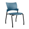 Relay Four Leg Chair Guest Chair, Cafe Chair, Stack Chair SitOnIt Lagoon Plastic Black Frame Armless