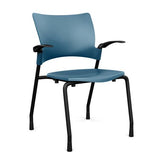 Relay Four Leg Chair Guest Chair, Cafe Chair, Stack Chair SitOnIt Lagoon Plastic Black Frame Fixed Arms
