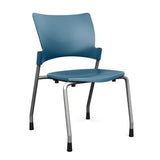 Relay Four Leg Chair Guest Chair, Cafe Chair, Stack Chair SitOnIt Lagoon Plastic Silver Frame Armless