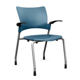 Relay Four Leg Chair Guest Chair, Cafe Chair, Stack Chair SitOnIt Lagoon Plastic Silver Frame Fixed Arms
