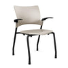 Relay Four Leg Chair Guest Chair, Cafe Chair, Stack Chair SitOnIt Latte Plastic Black Frame Fixed Arms