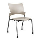 Relay Four Leg Chair Guest Chair, Cafe Chair, Stack Chair SitOnIt Latte Plastic Silver Frame Armless